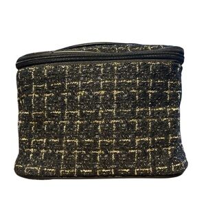Black and Gold Tweed Cosmetic Bag